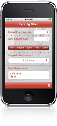 Serving Sizer on iPhone