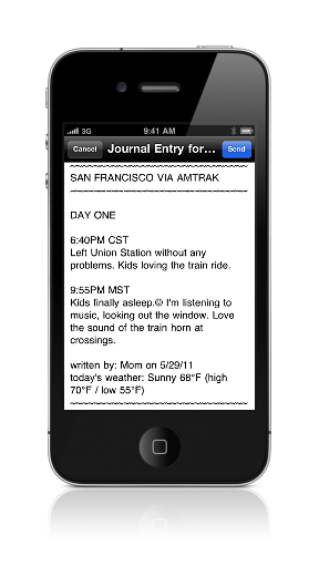 Email
                              text screen of journal entry