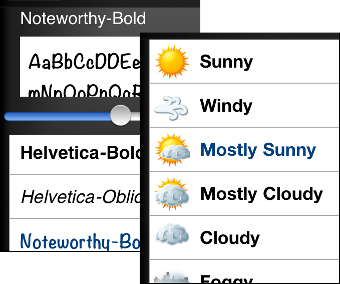 weather and font screens