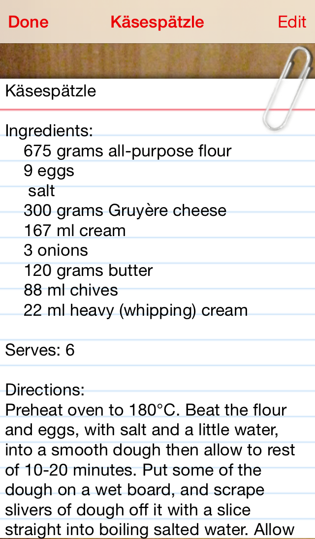 Serving Sizer recipe card                                screen